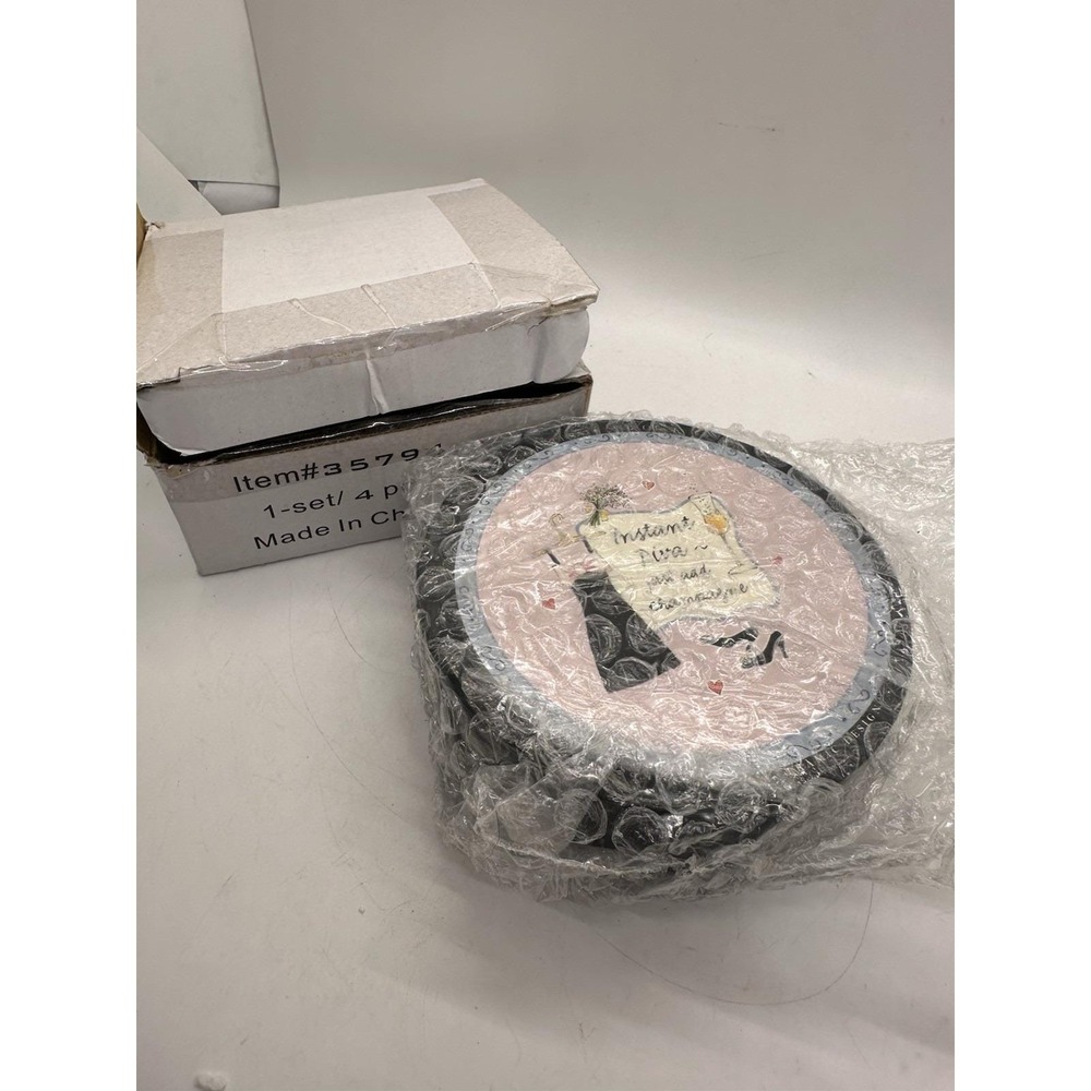 Santa Barbara Coasters Set 4 Instant Diva Linda Grayson Ceramic Round